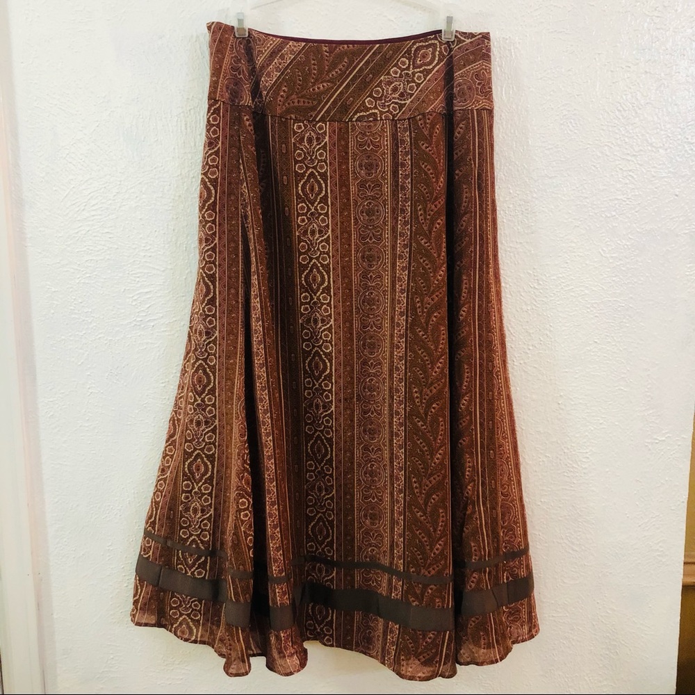 J Crew Rust Mixed Print Wool Midi Skirt - image 4